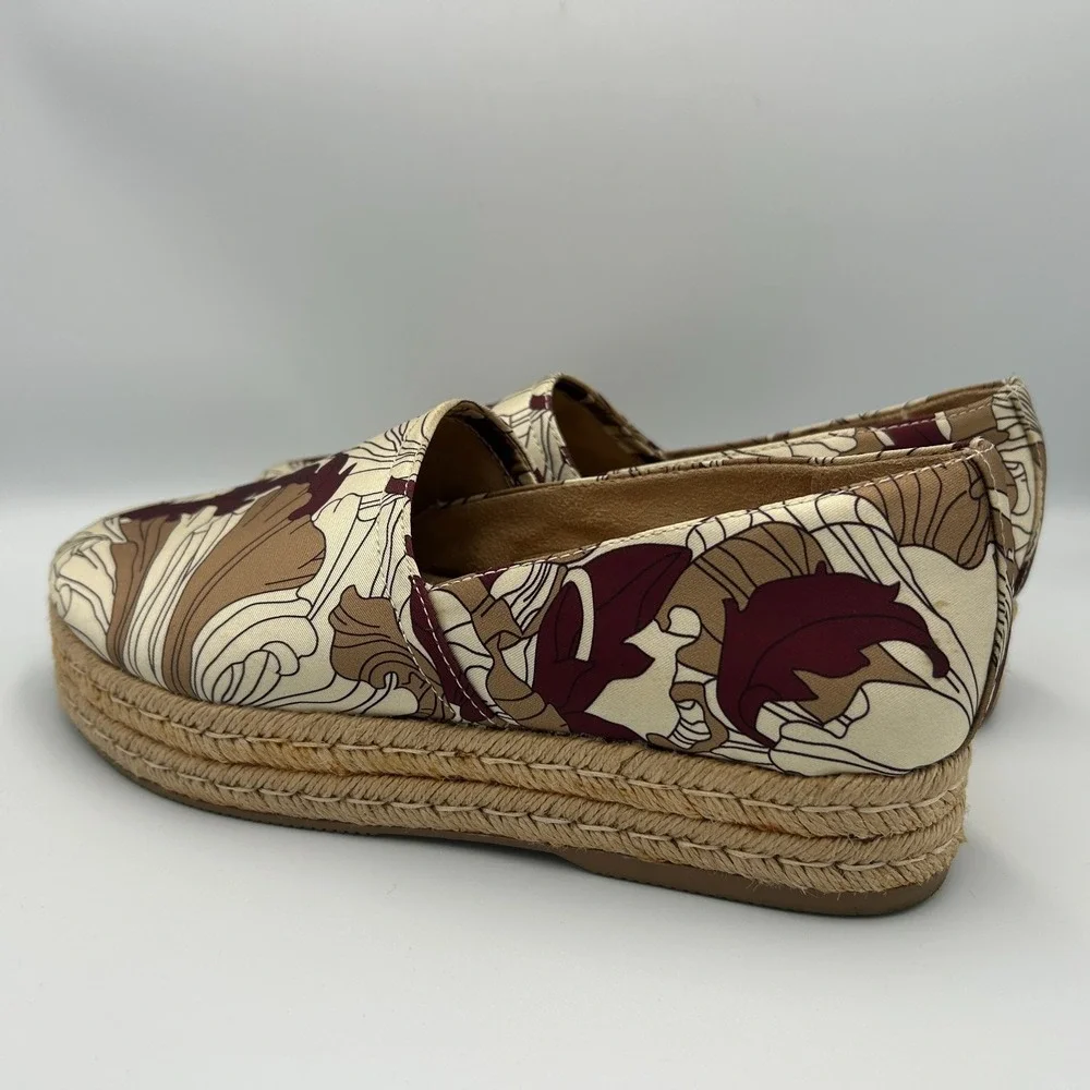 Naturalizer Thea 3 Platform Espadrille Womens 10 Slip On Raffia Floral Canvas